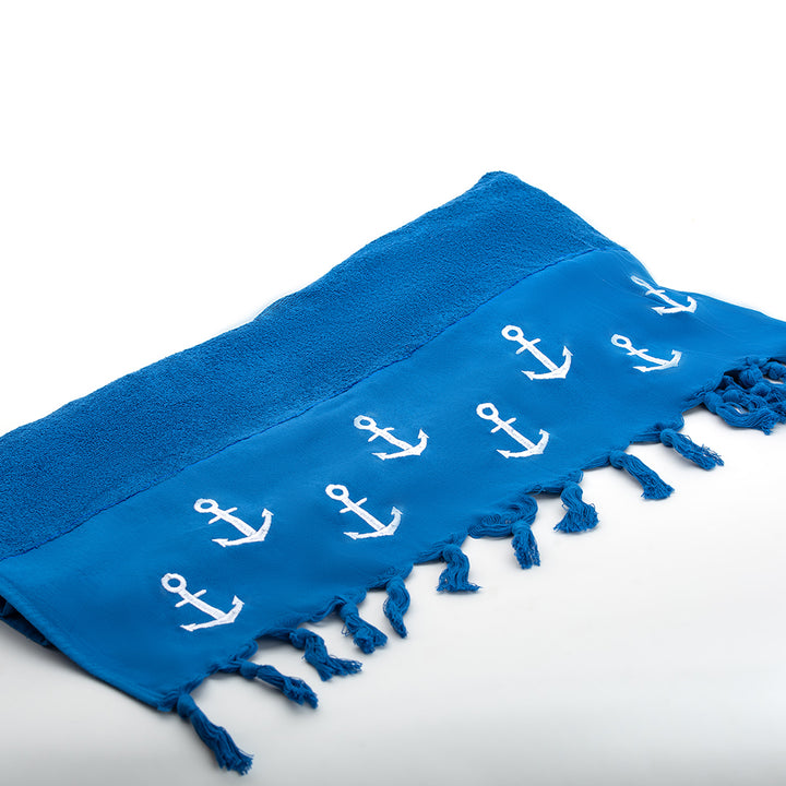 Bora Beach Towel - 100% Egyptian Cotton / Anchor Design Embroidery