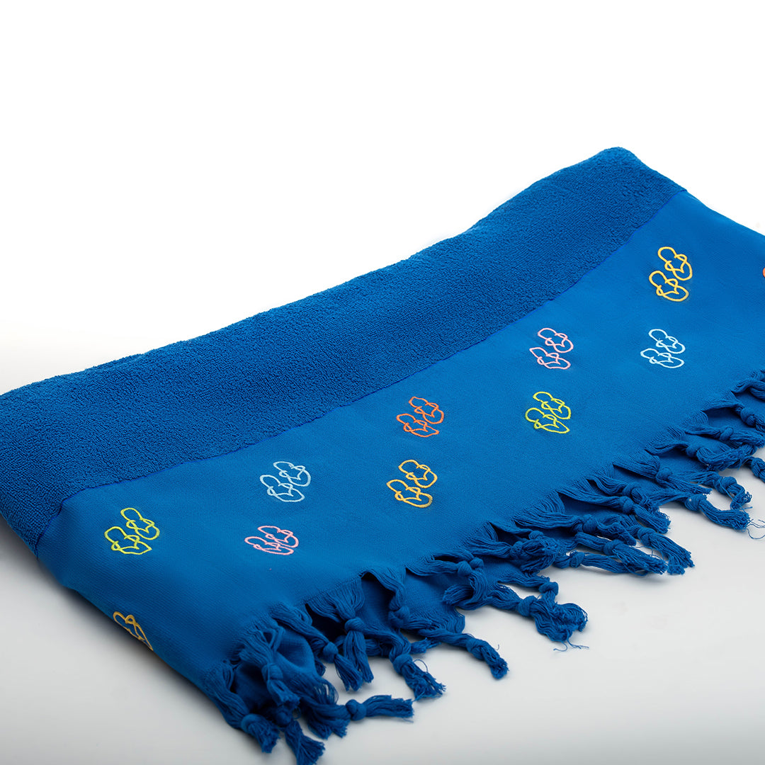 Bora Beach Towel - 100% Egyptian Cotton / Flip Flop Design Embroidery