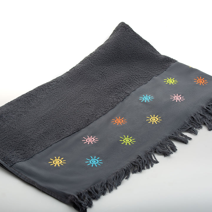 Bora Beach Towel - 100% Egyptian Cotton / Sun Design Embroidery