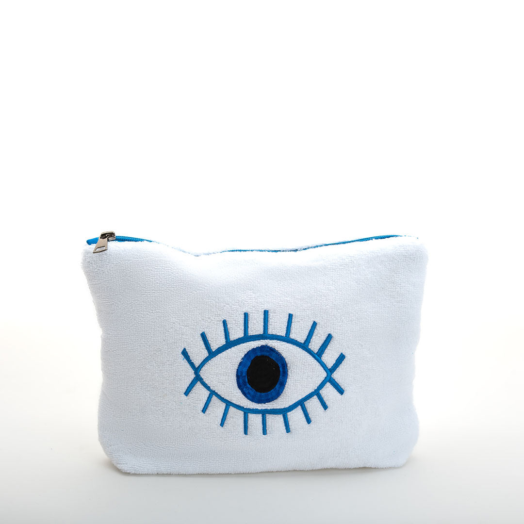 Cala Towel Pouch - 100% Egyptian Cotton / Eyes With Lashes Design Embroidery