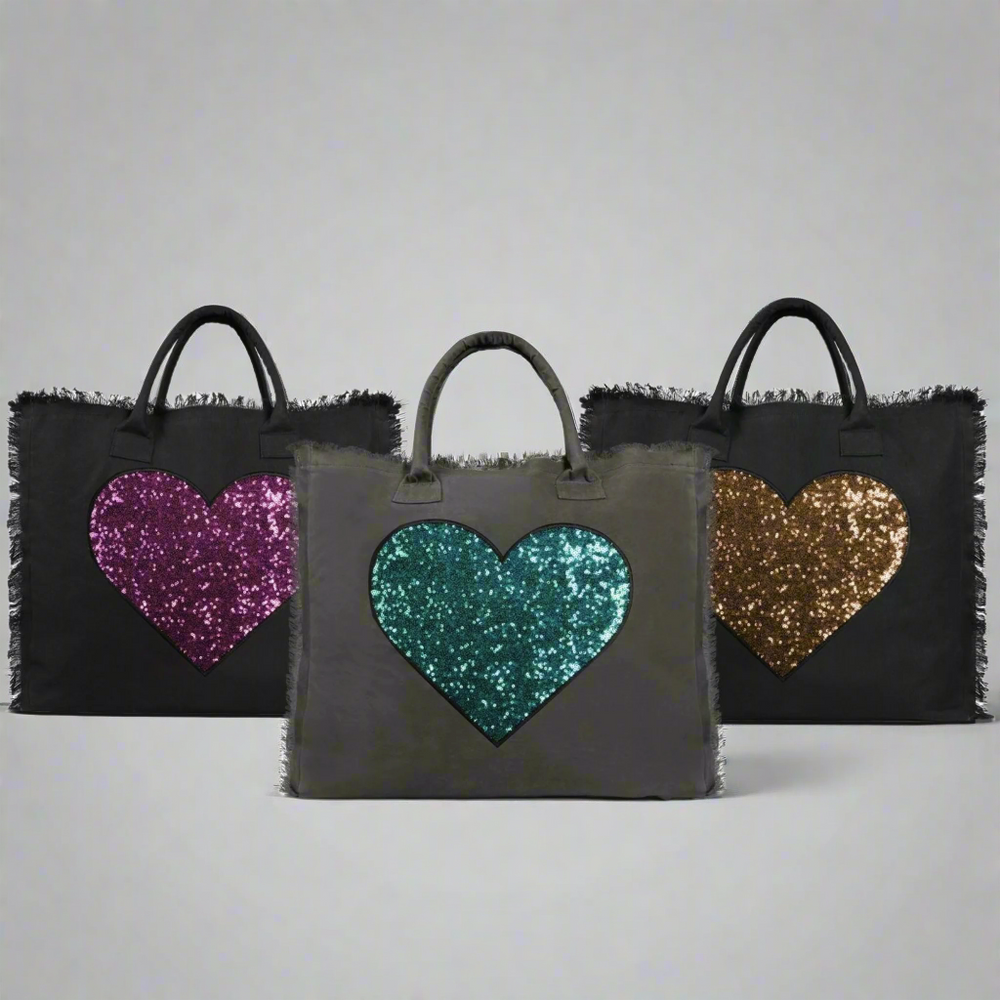 Donna Embroidered Tote Bag - Eco-friendly waterproof treated Canvas - Heart