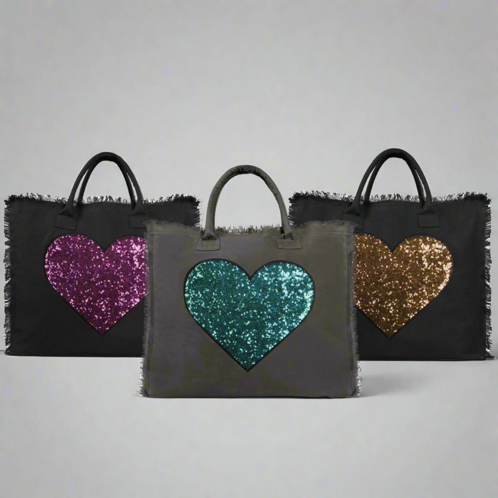 Donna Embroidered Tote Bag - Eco-friendly waterproof treated Canvas - Heart