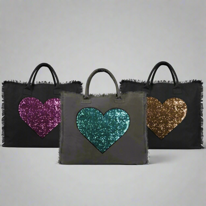 Donna Embroidered Tote Bag - Eco-friendly waterproof treated Canvas - Heart