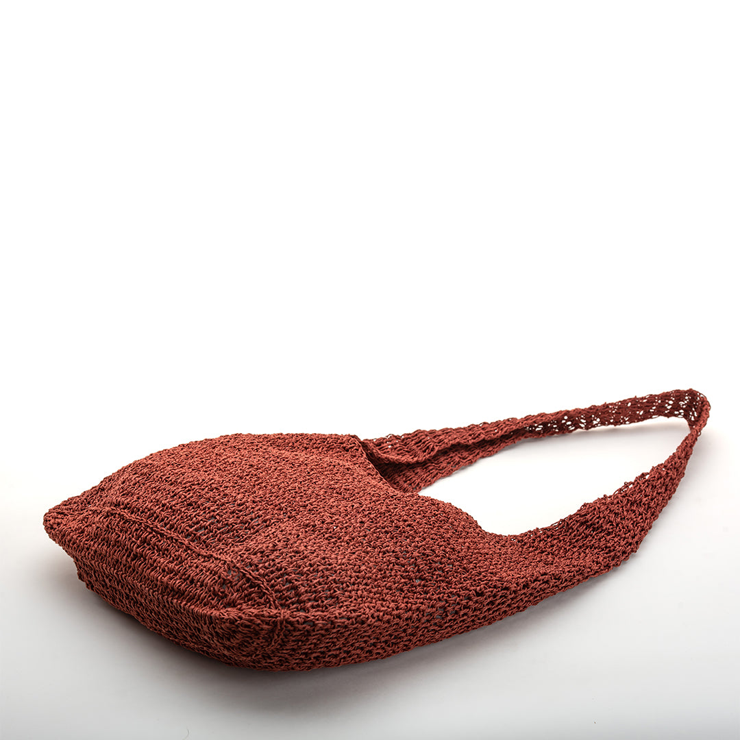 Ella Handmade Bag / Eco-friendly burgundy coloured raffia threads