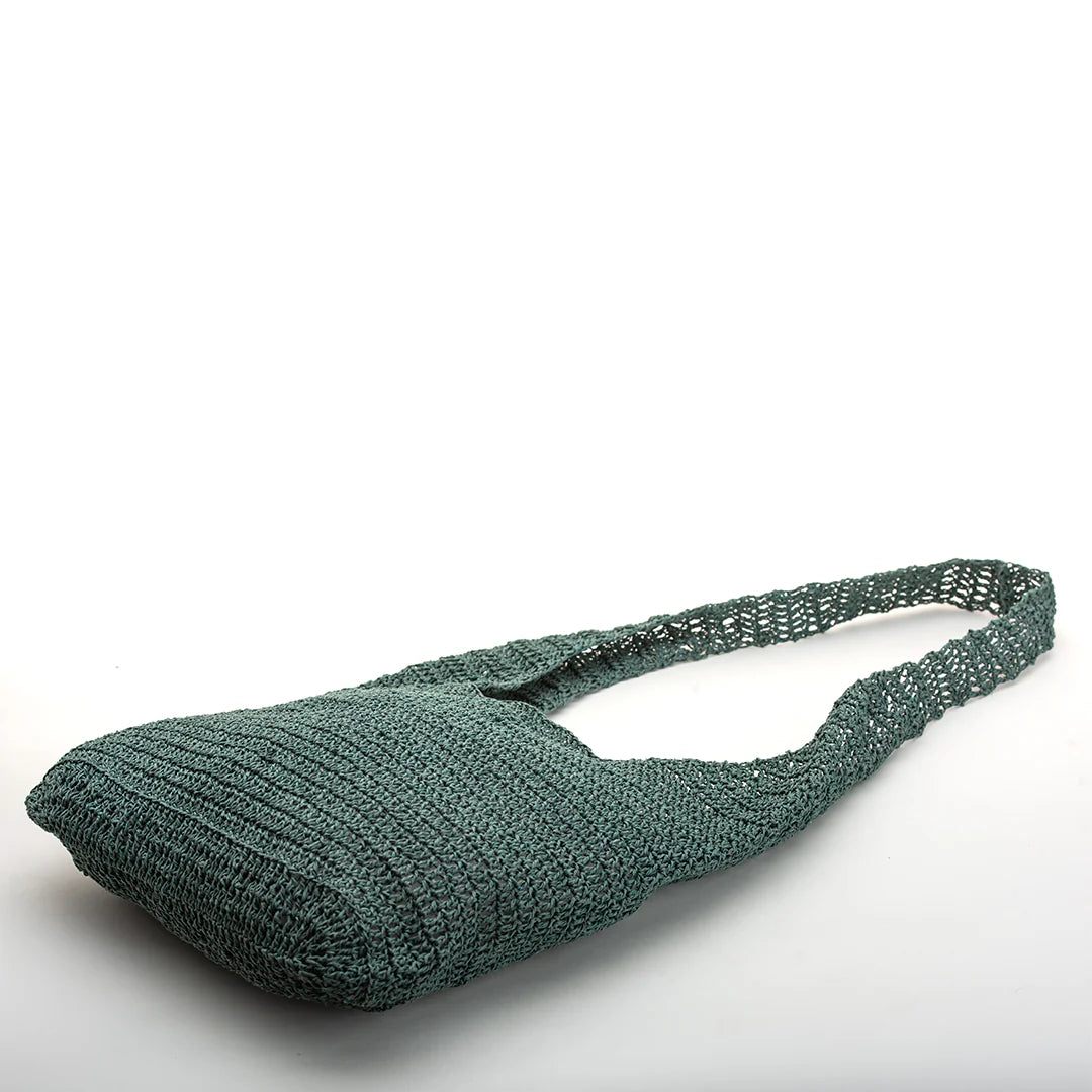 Ella Handmade Bag / Eco-friendly petrol coloured raffia threads