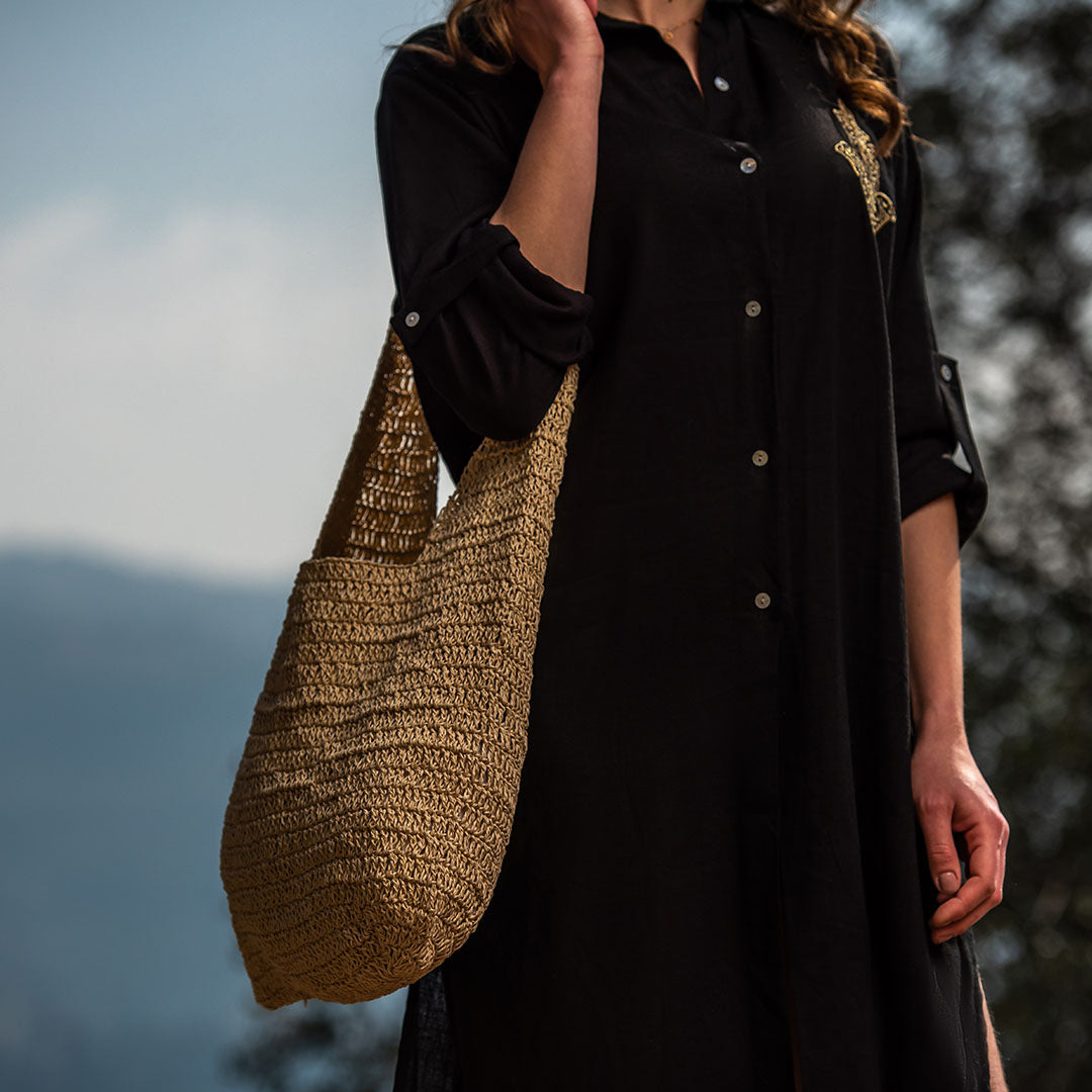 Ella Handmade Bag / Eco-friendly beige coloured raffia threads