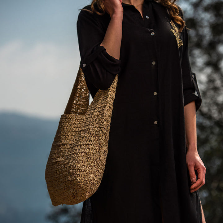 Ella Handmade Bag / Eco-friendly beige coloured raffia threads