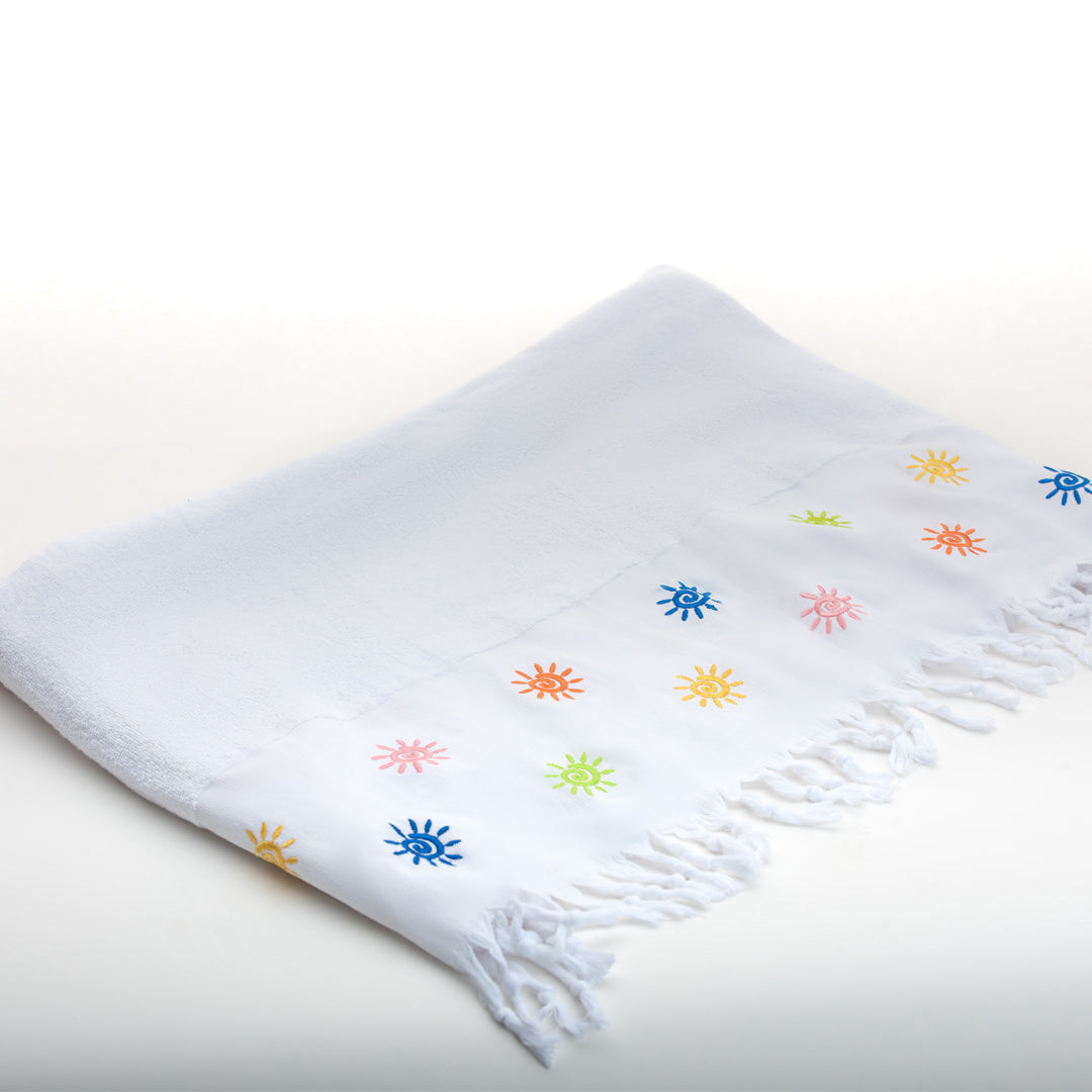 Bora Beach Towel - 100% Egyptian Cotton / Sun Design Embroidery