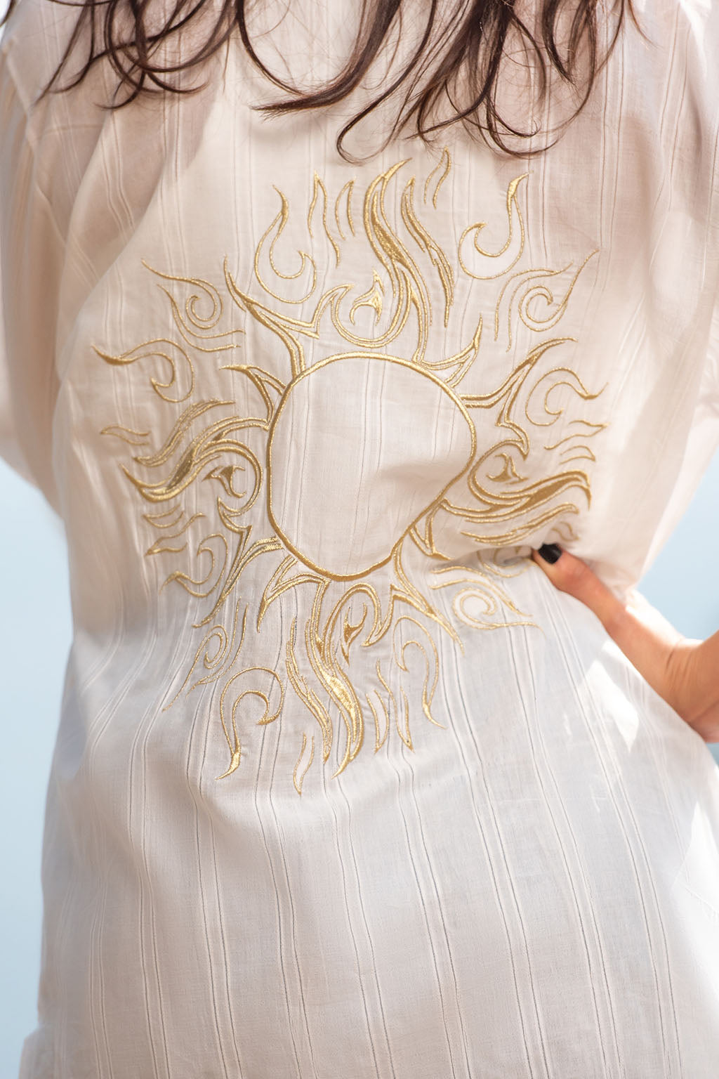 Karma Limited Edition White Linen Shirt Dress / Sun Embroidery