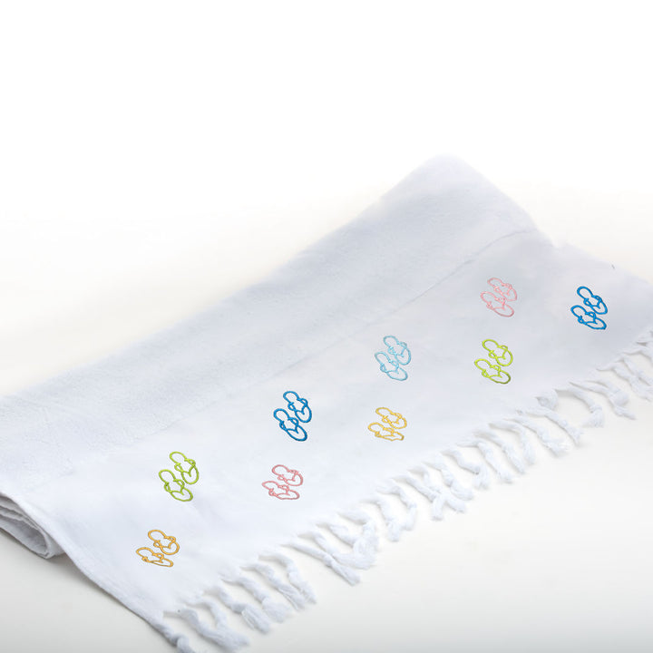 Bora Beach Towel - 100% Egyptian Cotton / Flip Flop Design Embroidery