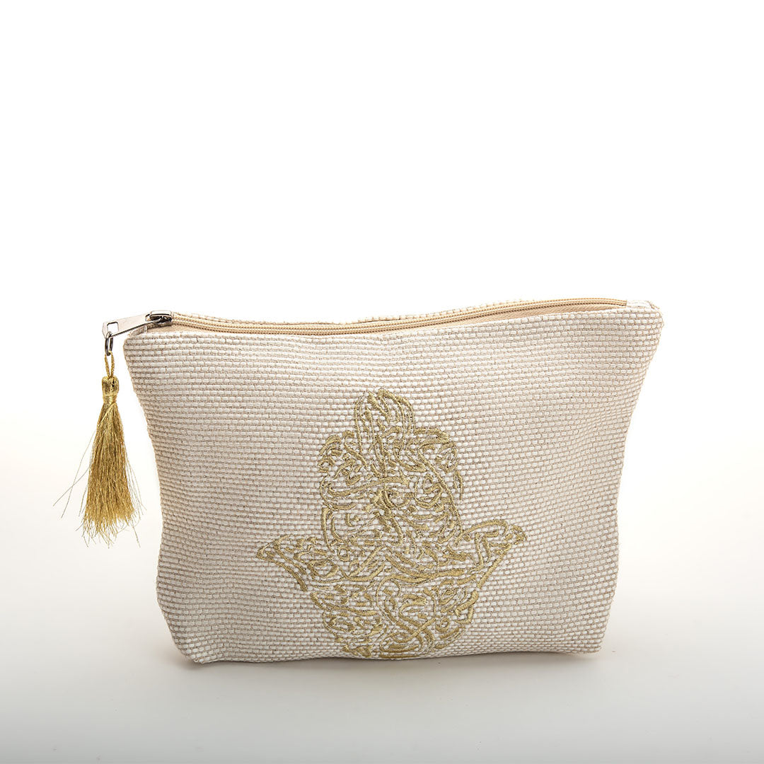 Viva Eco-friendly Canvas Pouch / Embroidered with the Hamsa hand design & waterproof on the inside