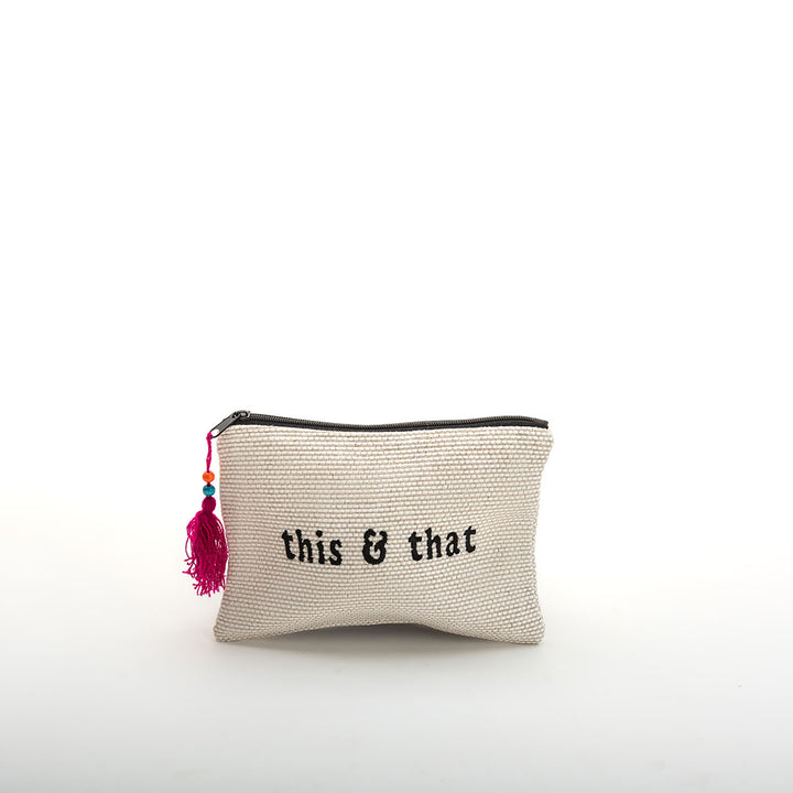 Viva Eco-friendly Canvas Pouch / Embroidered with "THIS & THAT" & waterproof on the inside