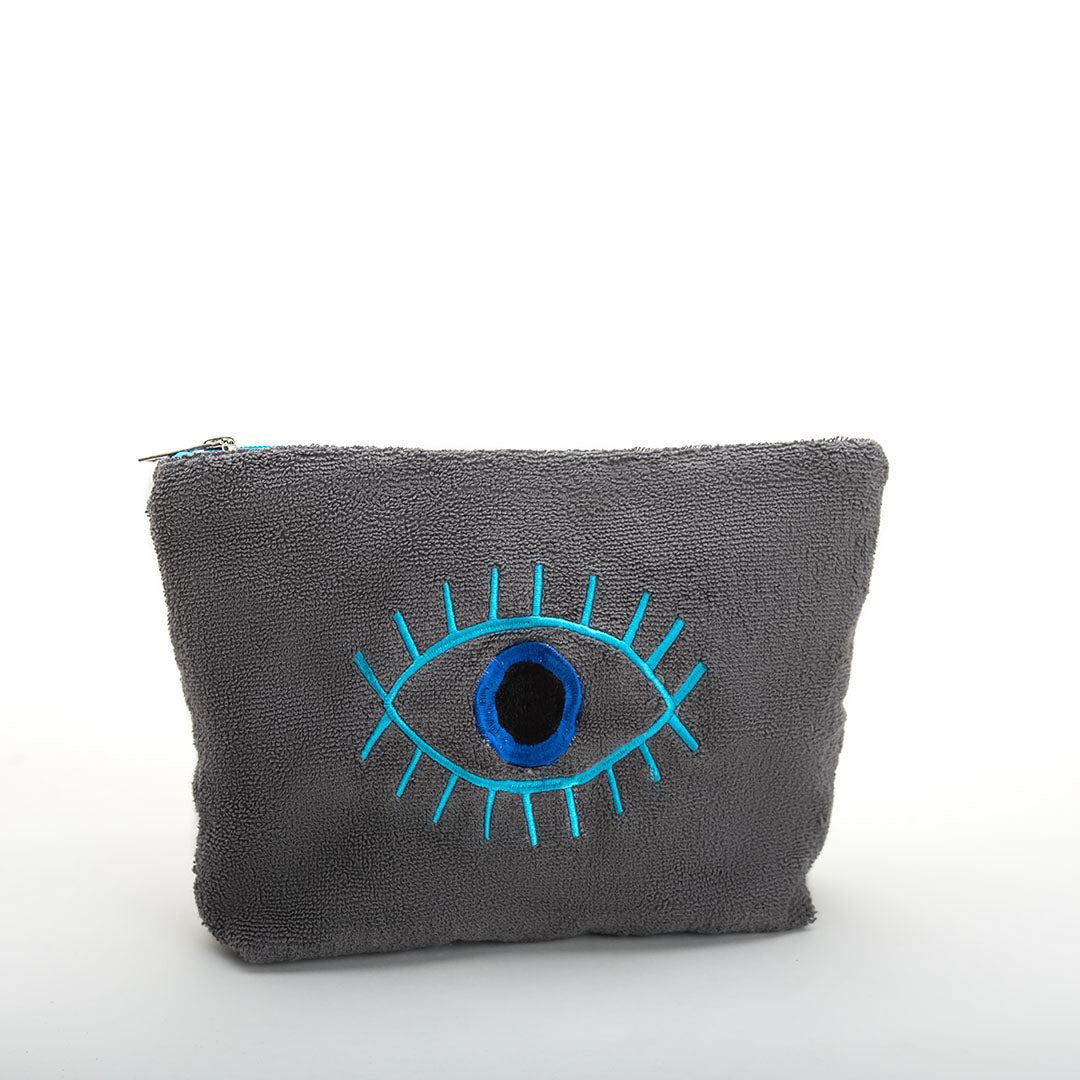 Cala Towel Pouch - 100% Egyptian Cotton / Eyes With Lashes Design Embroidery