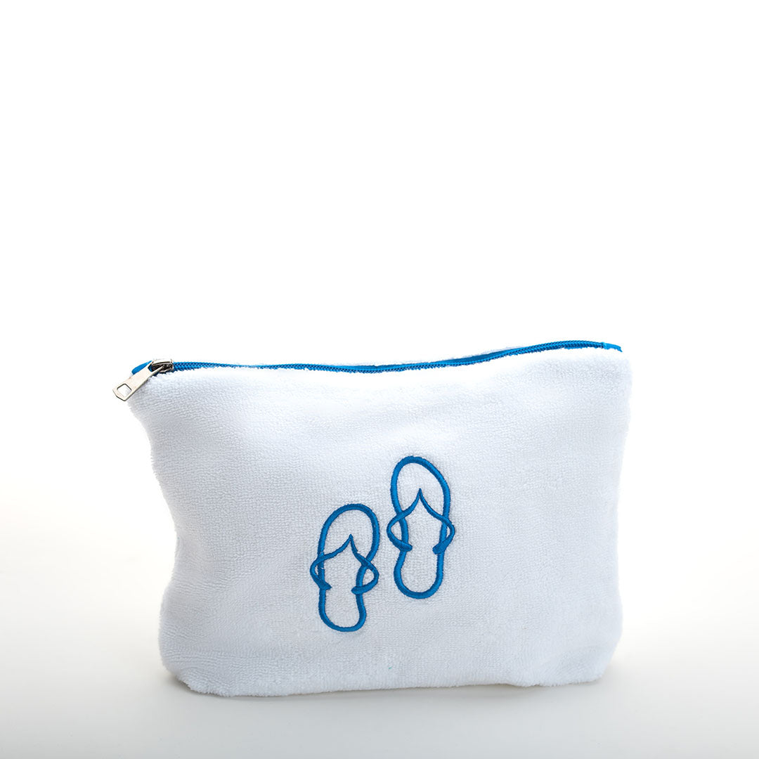 Cala Towel Pouch - 100% Egyptian Cotton / Flip Flop Design Embroidery