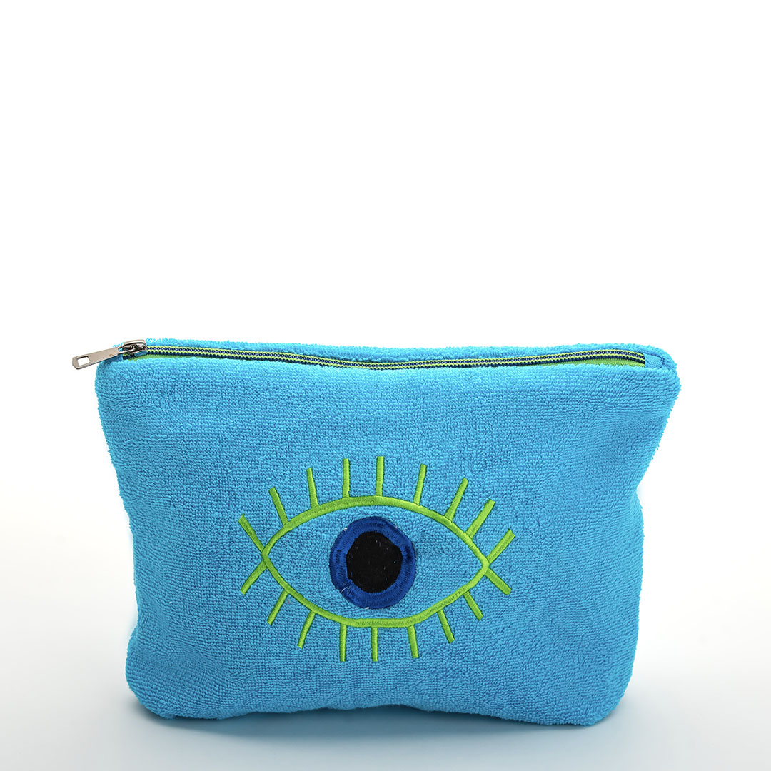 Cala Towel Pouch - 100% Egyptian Cotton / Eyes With Lashes Design Embroidery