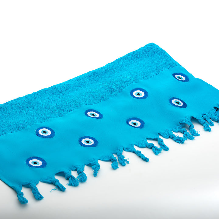 Bora Beach Towel - 100% Egyptian Cotton / Embroidered with the Greek eye design