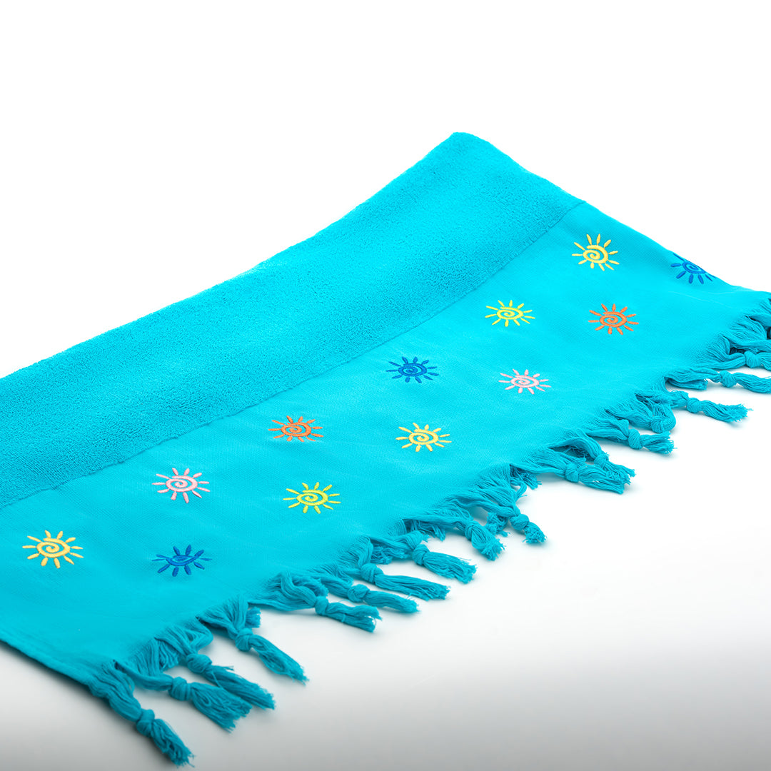 Bora Beach Towel - 100% Egyptian Cotton / Sun Design Embroidery