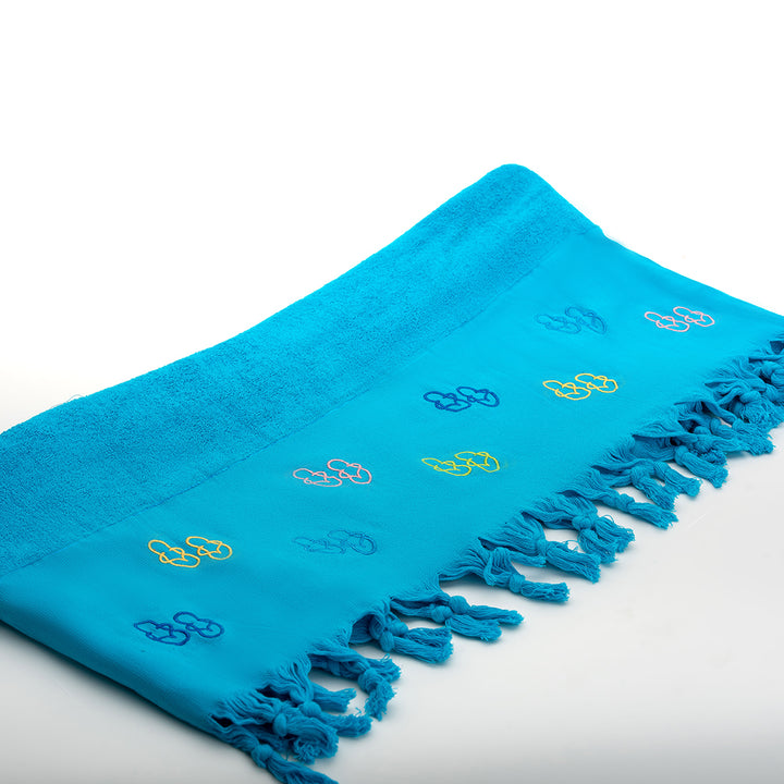 Bora Beach Towel - 100% Egyptian Cotton / Flip Flop Design Embroidery