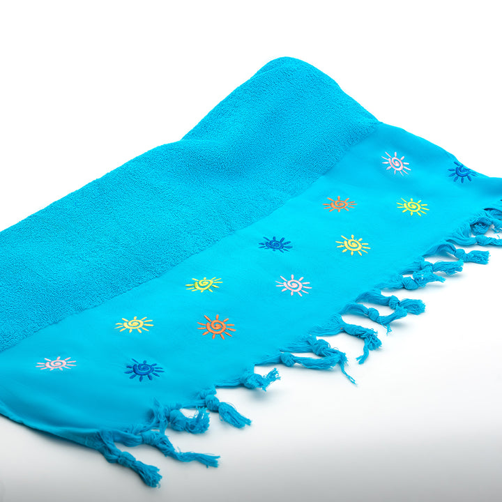 Bora Beach Towel - 100% Egyptian Cotton / Sun Design Embroidery